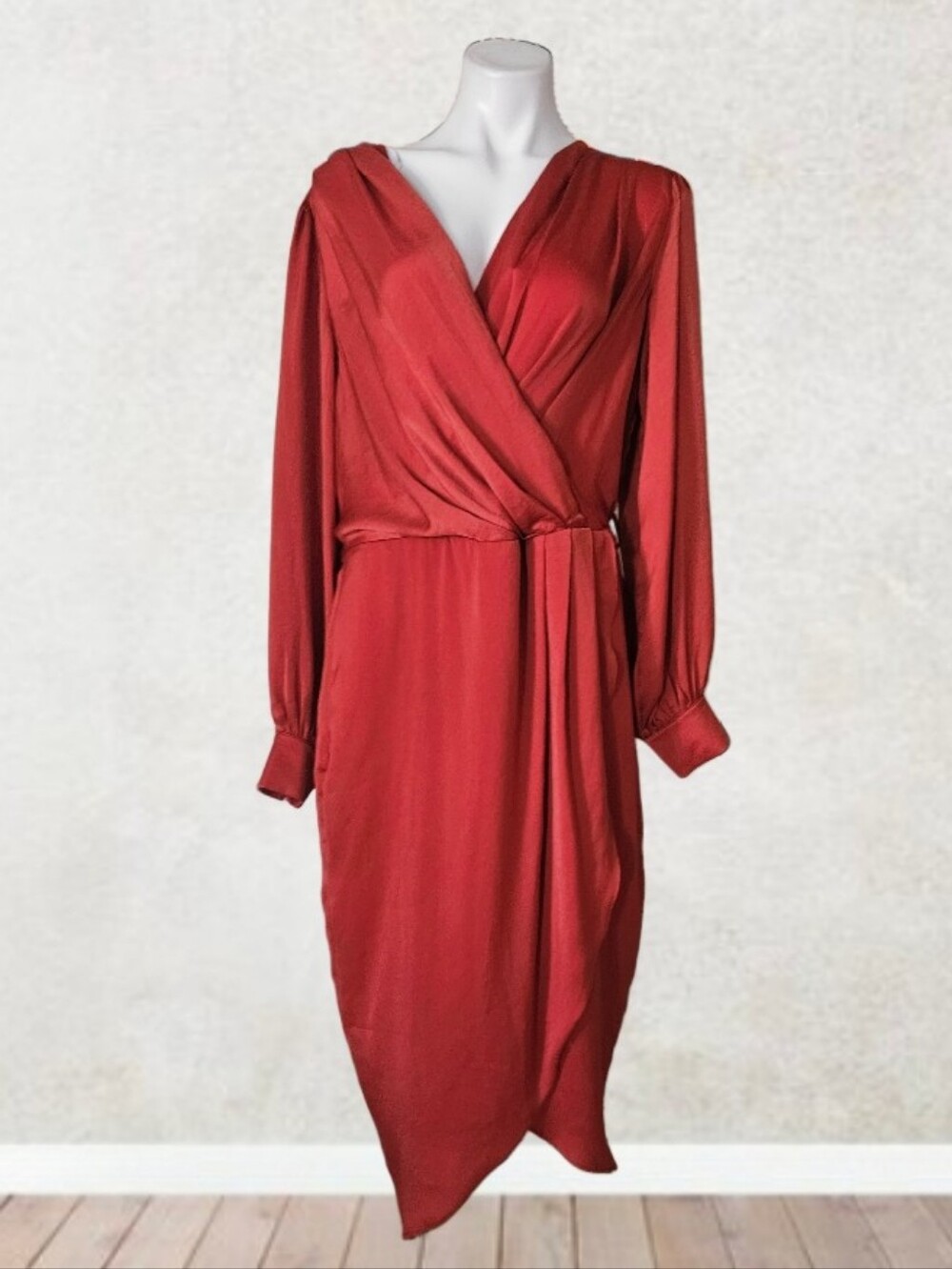 New! City Chic Opulent Faux Wrap Cocktail Midi Dress( Missing Belt Sash) Sz 16 - Picture 3 of 6